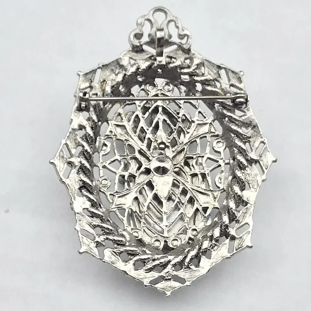 Crest Crown Eagle Vintage Pin Brooch Missing  A Few Stones